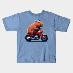 Capybara on motocycle design Kids T-Shirt